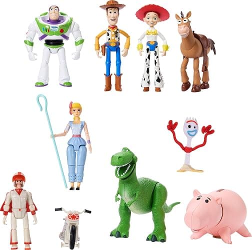 Mattel Disney and Pixar Toy Story Storytellers Figure Pack, 9 Figures & Vehicle, Woody Buzz Rex Forky Bo Peep Duke Caboom & Toy Motorcycle, Carnival Crew thumbnail 2