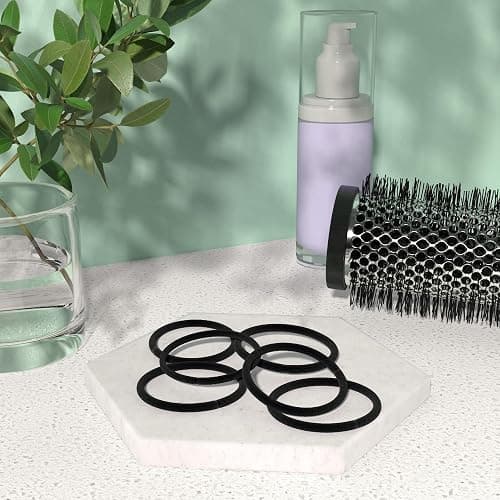 Amazon Basics Pony Tail Hair Ties - Black 4 MM Elastics for All Types, 32 Count thumbnail 3
