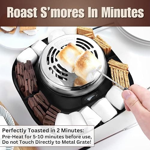 S'MORES GALORE™ Electric S'mores Maker - Tabletop Indoor Smore Maker w/4 Skewers & Serving Tray - All Year Long Marshmallow Roaster Kit thumbnail 5