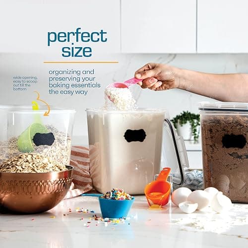 Storeganize Flour Sugar Storage Containers (5.3L/4pk) Great Rice Canisters Sets For The Kitchen pantry, Large Food Storage Containers With Lids Airtight thumbnail 5