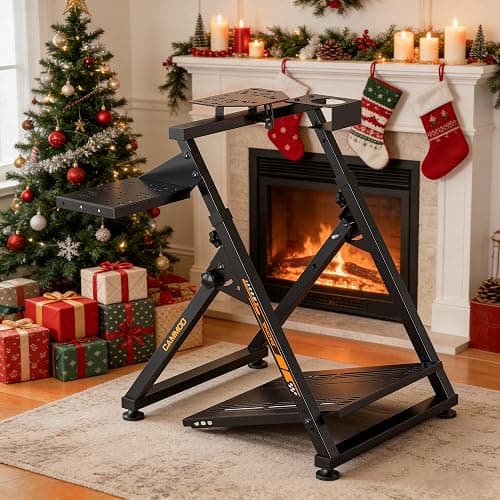 CAMMOO High Compatible Racing Wheel Stand Fits Handbrake, with Cup Holder | 31 Holes Wheel Panel, 26 Holes Shifter Panel, Foldable Sim Steering Racing Stand with Dual Anti-Slip, Wide Height Adjustment thumbnail 9