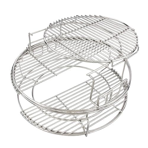 KAMaster 3 Tier 5 Piece BBQ Replacement Kit for Large Big Green Color Egg,Stainless Steel Grill Stack Rack with Removable Cooking System,BBQ Grill Basket Grill Expander Rack Ultimate Set Fit L BGE - Image 1