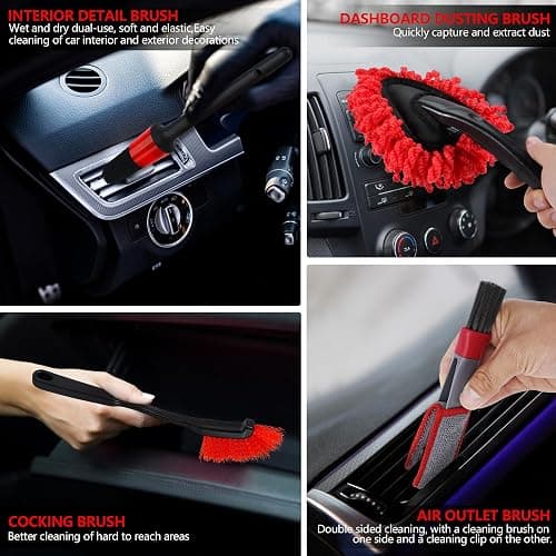 MIANYINGR 32Pcs Car Detailing Kit, Auto Detailing Brush Set and Drill Brush Attachments with Portable Handbag, Multi-Functional Vehicle Cleaning Tool for Wheels, Windshield thumbnail 4