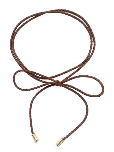 TeeYee Women Waist Belt/Rope/Chain String Knitted Long PU Leather Boho Wrap Skinny Belt - Image 1