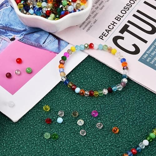 200PCS 6mm Crystal Glass Beads, Round Faceted Glass Beads, Colorful Assorted Bead for Jewelry Making, DIY Bracelets, Necklaces, Craft Projects, Multicolored Spacer Bead and Crafting (Green 6MM) thumbnail 2