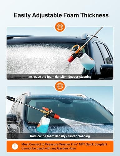 AstroAI Foam Cannon, Heavy Duty Car Foam Blaster Wide Neck Adjustable Snow Foam Lance and Thick Foam for Pressure Washer with 1/4" Quick Connector,1L Bottle thumbnail 3