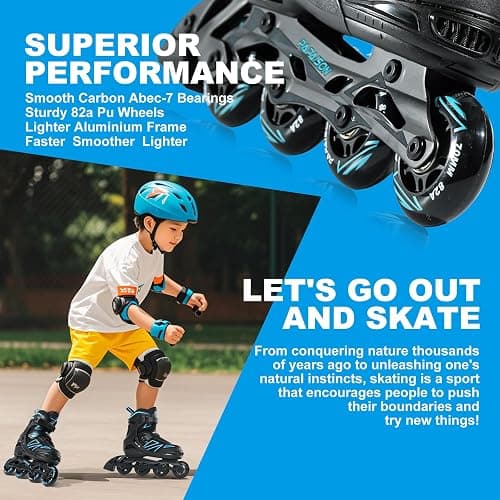 PAPAISON Boys Inline Skates Ages 5-8 8-12, Adjustable Size Beginner Roller Skates Blades for Kids Youth thumbnail 4