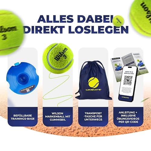 MOVEMATE Tennis-Trainer Set mit Wilson® Tennisball | innovatives Ballspiel für Draußen, im Garten, im Park für Kinder & Erwachsene | inkl. Transporttasche & Übungsvideos thumbnail 6