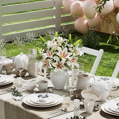 DBCMEW 6PCS Artificial Lilies Set, Short Stem Artificial Flowers with 12 Heads Fully Bloomed Lilies and 6 Buds for Office/Wedding/Home Decoration/Party/Flower Arrangment/Bonquet DIY/Grave thumbnail 8