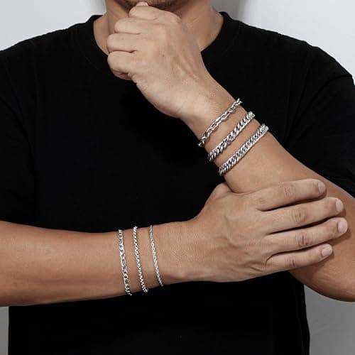 XIANNVXI 6 Pcs Stainless Steel Bracelets for Men Women Cuban Link Bracelet Rope Paperclip Chain Bracelets Set 6.5/7/7.5/8.3/9 Inches Mens Metal Bracelets thumbnail 2