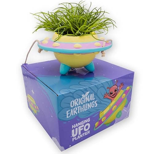Original Earthlings Hanging Plant Holder - UFO Hanging Pots for Plants Indoor, Small Planters, Decorative Planter with Drainage Hole, Alien Room Decor Gift for Plant Lovers, Home Decor Gift - 4 Inch thumbnail 8