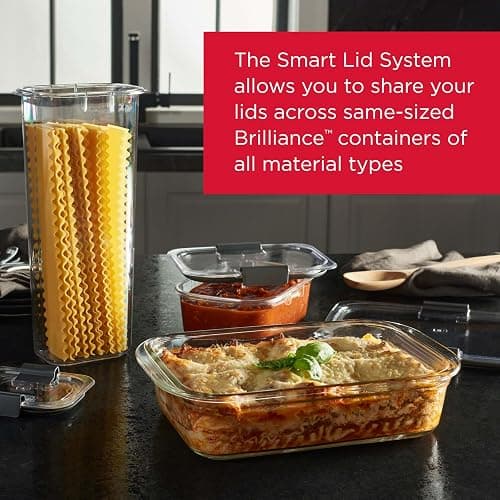 Rubbermaid Brilliance Glass Food Storage Containers, Assorted Sizes, Set of 9, BPA-Free, Leak-Proof, Clear thumbnail 3