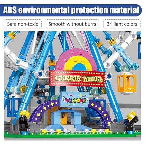NEWRICE Rotating Ferris Wheel Building Blocks Kit,with Lights Amusement Park Building Construction Toys Set for 6+ Year Boys.Girls.Adult(870 Pieces) thumbnail 7
