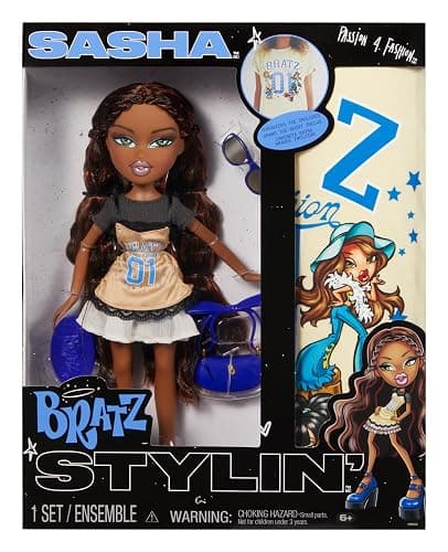 Bratz Stylin' Sasha - Fashion Doll with Customisable T-Shirt for You, Comes with Accessories, Cute Toys for Girls - Image 1
