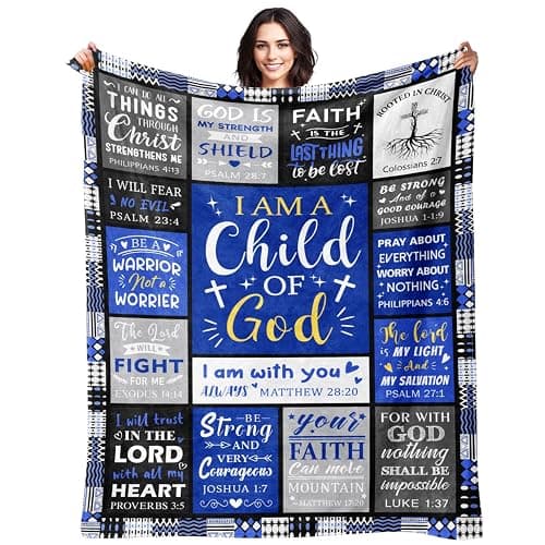 Christian Gifts for Men - Baptism Gifts for Boys & Men - Bible Verse Christian Blanket - Inspirational Birthday Religious Catholic Spiritual Confirmation Gift for Man Son Dad - Throw Blanket 50"x60" - Image 1