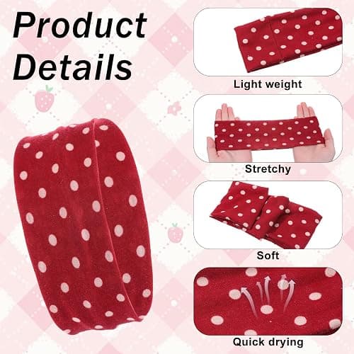 Josojoou 5Pcs Polka Dot Headband Soft Non Slip Headbands Fashion Elastic Wide Headband Yoga Workout Hair Accessories for Women Girls Cosplay Party Hair Styling Decor thumbnail 4
