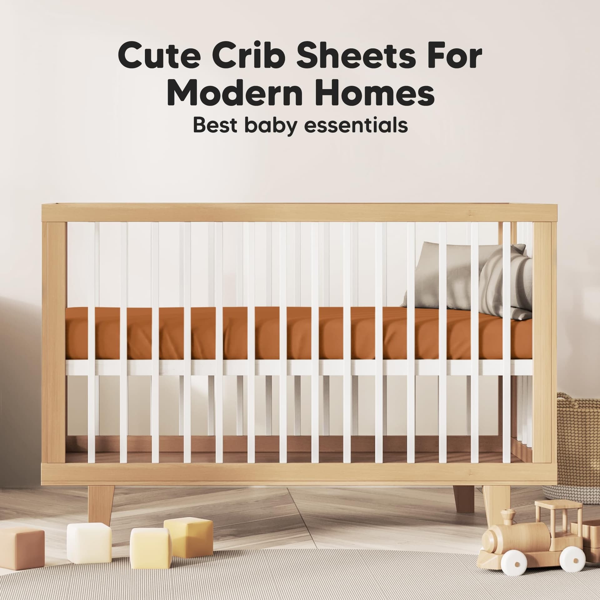 KeaBabies 2-Pack Bamboo Baby Cot Sheets for Boys, Girls - 130x70 Jersey Fitted Toddler Bed Sheets Neutral, Breathable Cot Mattress Cover for Standard Baby Bedding, Soft & Cozy (Rust) thumbnail 8