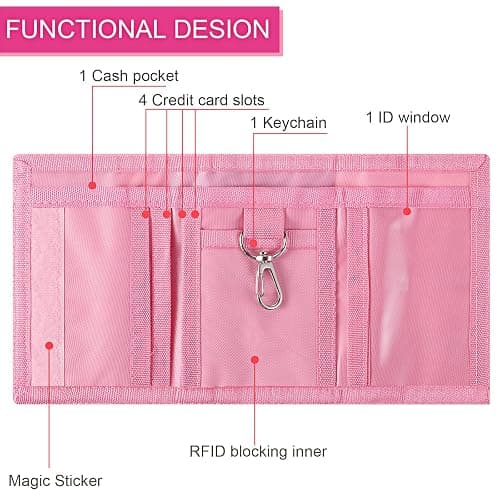 Weewooday 3 Pcs Kids Wallets, White, Blue, Light Purple, Glitter Style | Boys Girls Ages 6-18, Canvas Trifold Wallets with Sticker and Zipper Pocket for Kids and Teens, Christmas Birthday Gift thumbnail 5