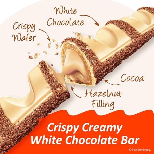 Kinder Bueno White Chocolate Bars with Hazelnut Filling, 30 Packs of 2, Bulk Chocolate Candy Bars for Game Day, Football Party Supplies, Snacks for Adults, 1.4 oz Per Pack thumbnail 3