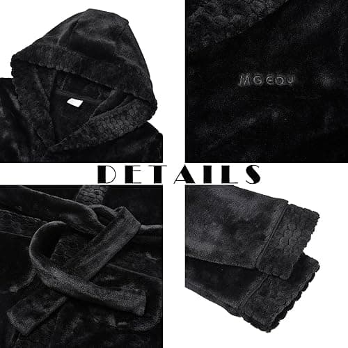 MGEOY Boys Girls Mid-Weight Plush Fleec Robe Soft and Warm Hooded Bathrobe for Kids thumbnail 5