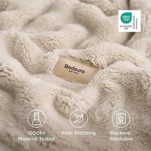 Bedsure 3D Cloud Bubble Blanket, Soft Cozy Throw, Beige, 50"×70" | Fleece, Couch/Sofa/Bed, Soft，Cute, Lightweight，Gifts for Women, Room Decor thumbnail 6