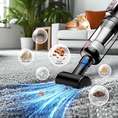 MONOZEL Handheld Vacuum Cleaner, 18000Pa 2 in 1 Cordless Car Vacuum Cleaner&Air Duster, 130W Brushless Motor with 7800mAh Battery, LED Light and Multi-Nozzles, Portable for Home, Car, Office, Pet thumbnail 3