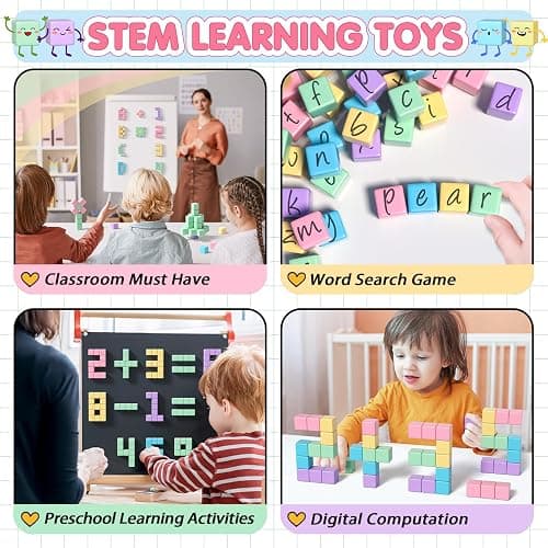 Apluses 32pcs Magnetic Blocks Building Cubes for Toddlers, Classroom Must Haves Creative Learning Kids Gifts, Preschool Montessori Sensory Autism Magnet Toys for Boys and Girls Ages 3 4 5 6 thumbnail 3