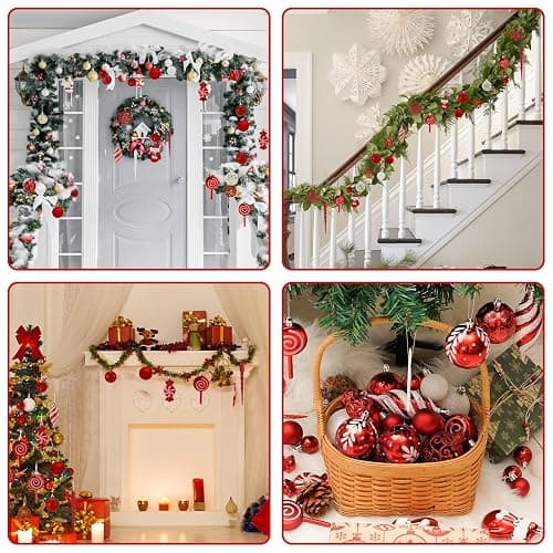Shatterproof Christmas Ball Ornaments Set, 130 Pack Christmas Tree Decorations, Assorted Hanging Christmas Balls Bulk for Holiday Indoor Outdoor Xmas Party Decor (130 Red) thumbnail 7
