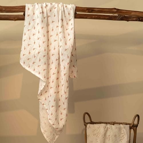 CIVARUA KIDS Muslin Swaddle Blankets for Newborn, 4 Pack Cotton Baby Blankets for Girls, Large 31.5 x 43.3 Breathable Soft Receiving Blanket, Essentials Swaddle Wrap Burping Clothes, Flowers thumbnail 6