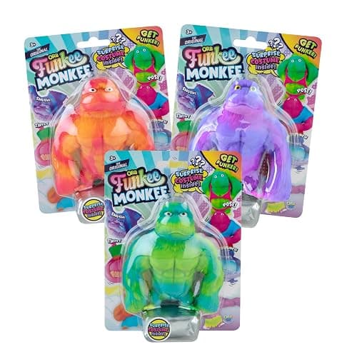 ORB Funkee Monkee Mega Surprise 3 Pack - These Funny Monkeys are Stretchy, Squishy, & Even Perfect to Squeeze for Stress Relief - Original Sensory/Fidget Collectible Toys for Kids and Adults - Image 1