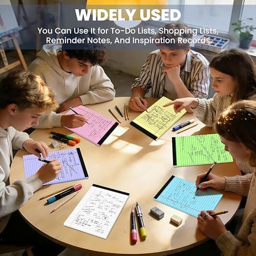 6 Pack Notepads 5x8, Small Legal Pads Narrow College Ruled, 30 Sheets/Pack, Perforated Notebook - Colored Note Pads for School, Memo, Note Taking, Teacher & Office Supplies, Writing Pads of Paper thumbnail 7
