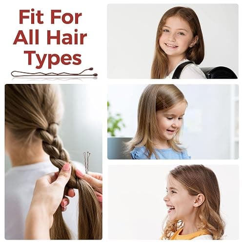 300 Pcs Bobby Pins Brown, EWAGOA Hair Pins for Women Girls and Kids, Invisible curled Hair clips with Storage box, Pain-Free Hairpins（2 Inch Brown） thumbnail 7