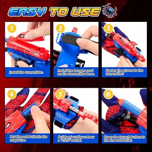 2 Sets Superhero Web Shooters for Kids Age 3-7,Adjustable Wrist Launcher Slinging Toy Set with 40 Darts,Ideal Birthday for Boys & Girls Imaginative Role-Play Costume Accessory thumbnail 5
