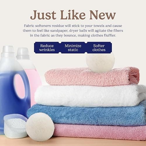 Handy Laundry Wool Dryer Balls - Natural Fabric Softener, Reusable, Reduces Clothing Wrinkles and Saves Drying Time, Better Alternative to Plastic Balls and Liquid Softener (Pack of 4) thumbnail 6