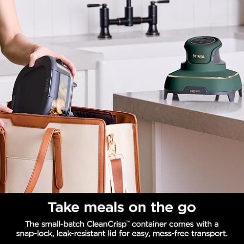 Ninja Crispi 5-in-1 Portable Glass Air Fryer, 4-QT, 2.5-QT & 6-Cup Glass Containers with Crisper Plates & Storage Lids, Microwave, Freezer & Dishwasher Safe, British Racing Green, FN103BF thumbnail 11