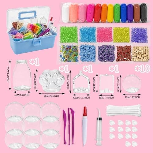 DIY Squishy Making Kit -14 TPR Skin,Stress Ball Making kit with Storage Box | Skins include (Stress Ball,Milk bottle,Ice Cube,Cat Paw),Make Your own Squishy,Crunchy Stress Ball For stuff for girls 10-12 thumbnail 2