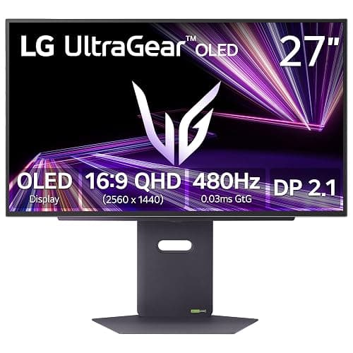 LG 27GX790A-B 27-inch Ultragear OLED Gaming Monitor QHD 1440p 480Hz, 0.03ms, DisplayPort 2.1, True Black 400, NVIDIA G-Sync, AMD FreeSync Premium Pro, HDMI, USB, Tilt/Height/Swivel/Pivot Stand, Black - Image 1
