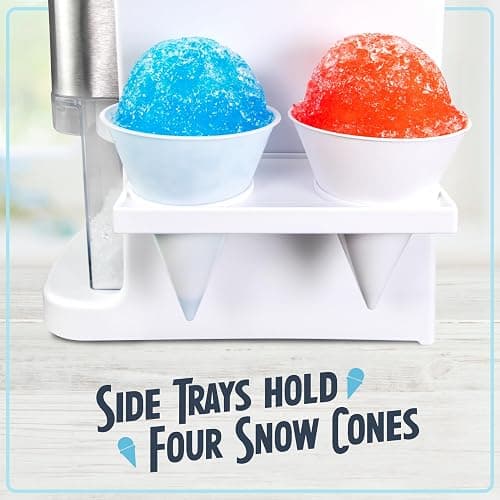 Nostalgia SnowPro Electric Shaved Ice & Snow Cone Maker 64-Ounce Ice Shaving Capacity, 4 Reusable Cones, Side Shelves, and Scoop Included thumbnail 2