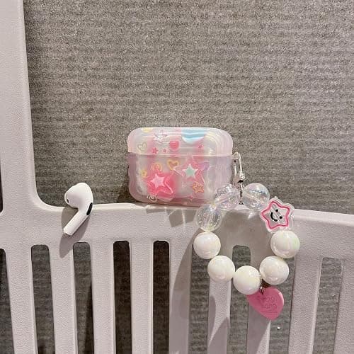 PHOEACC for Airpod Pro 3 Case 2025 Cute Dream 3D Gitter Stars Clear Protective Cover with Strap Keychain Compatible with AirPods Pro 3rd Generation Case for Girls Women (Stars Pink) thumbnail 6