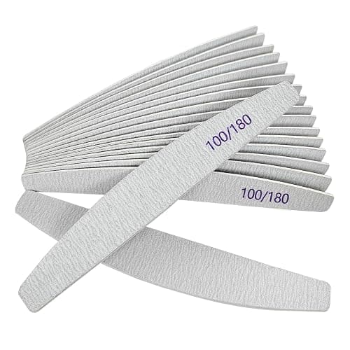 Nail Files (12 Pack), 100/180 Grit Wooden Emery Board Nail File Double Sided Wood Emory Fingernail Files for Natural Nails Professional Reusable Manicure Pedicure Curved - Image 1