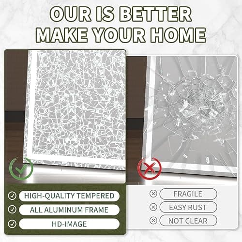 HASIPU Full Length Mirror with Lights, 56" x 18" LED Lighted Floor Standing Mirror, Full Body Dressing Hanging Mounted Mirror, Dimmable, Tempered Glass, Safe to Use, Square Black thumbnail 2