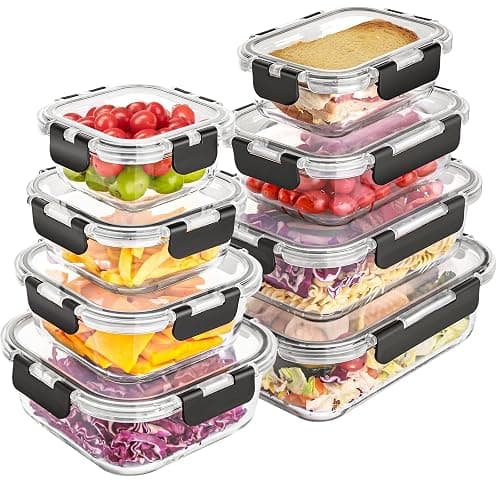 Liuruiyu 8 Pack Glass Food Storage Containers with Lids, Meal Prep Containers, Airtight Bento Boxes with Leak Proof Locking for Microwave, Oven, Freezer and Dishwasher, BPA Free - Image 1