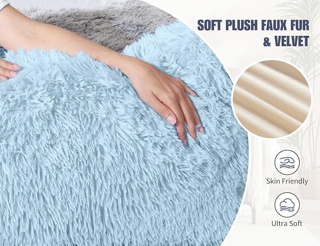 WSOFRLAC Fluffy Full Body Pillow, Long Pillow for Sleeping,Blue 20x54 | Large pillow, Removable Cover and Filling with Memory Foam for Sleeping Side Sleeper & Pregnancy Pillows, Machine Washable thumbnail 6
