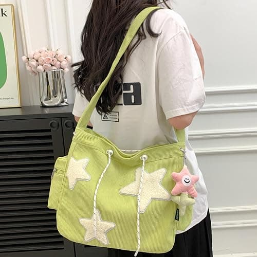 Makukke Y2K Corduroy Shoulder Bag Women, Cute Tote Bag Large Crossbody Bag for Office Work Travel Shopping thumbnail 8