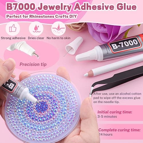 20000Pcs Blue Rhinestones for Bedazzling Kit with 3Pcs B7000 Jewelry Glue, Resin Rhinestones for Crafting Crafts，Bedazzler Kit Flatback Gems for Clothing Shoes Tumblers Nail Art thumbnail 5