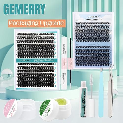 GEMERRY Lash Clusters D Curl 280pcs 80D 280 PCS 10-18MIX for Beginners | Wispy Natural Lash Clusters Individual Eyelash Extensions Soft Thin Band Fluffy Volume Reusable Handmade DIY at Home Beginner thumbnail 7