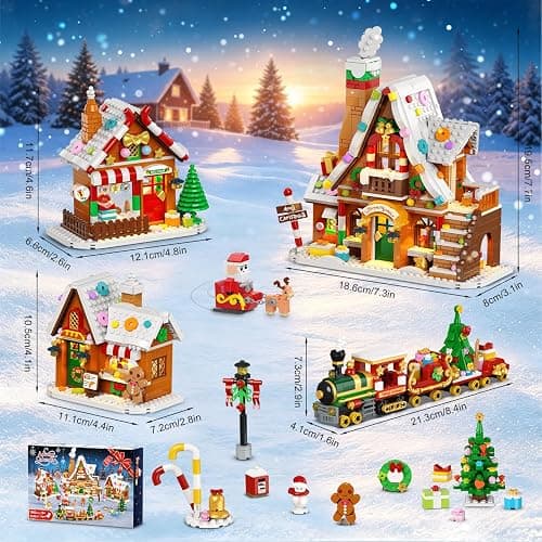 INSOON Advent Calendar 2026 Gingerbread House Mini Building Set with Lights | 24 Days Countdown Christmas Village Building Blocks with Xmas Tree Train, Holiday Gift for Adults Girls Boys Ages 12+ thumbnail 3