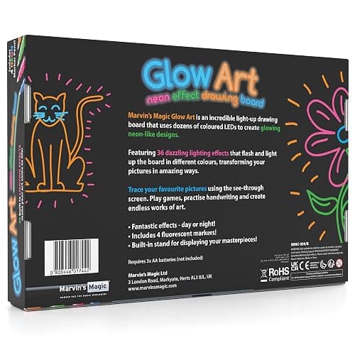 Mavin's Magic - Glow Art - LED Drawing Board for Children - Pink Light Up Drawing Pad, with Glow in The Dark Colouring Pens - Battery Powered Drawing Tablet - Light Up Tracing Pad Suitable for 5+ thumbnail 6