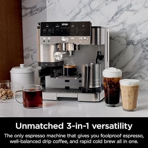 Ninja Luxe Café 3-in-1 Espresso, Drip Coffee and Cold Brew Machine | Intergrated Coffee Grinder, Milk Frother, Assisted Tamper & Built-In Espresso Accessory Storage | Stainless Steel | ES601 thumbnail 5