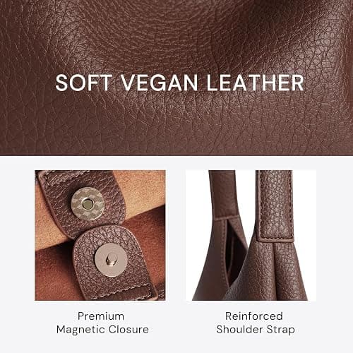 Hobo Bags for Women, Small Everyday Purse, Slouchy Shoulder Bag Trendy | Soft Vegan Leather Hobo Purse, Compact 28cm (11") Size Fits Phone, Wallet, Keys & Everyday Essentials thumbnail 8